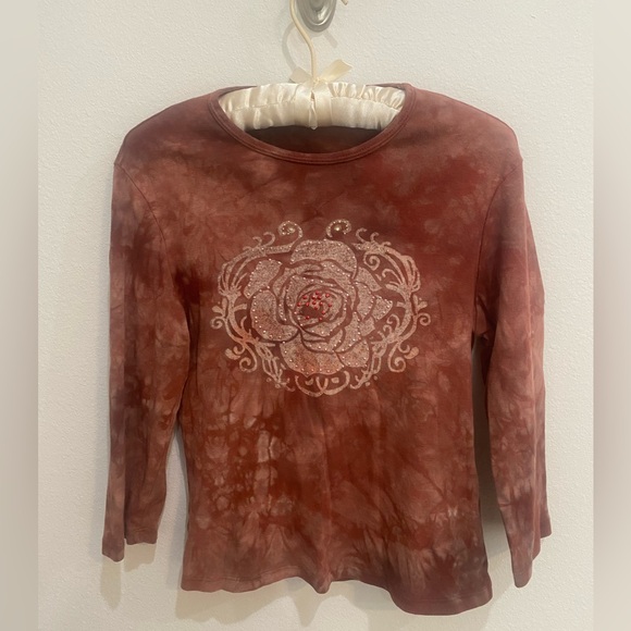 Y2K Lapis Design Shirt, 3/4 Sleeves, Medium - Picture 1 of 7